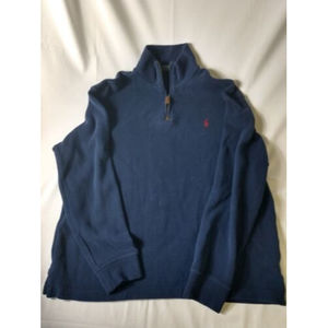 Polo Ralph Lauren Mens Size Large Sweater 1/4 Zip Mock Neck Blue